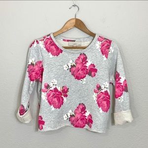 LOFT cropped floral Print sweater small petite